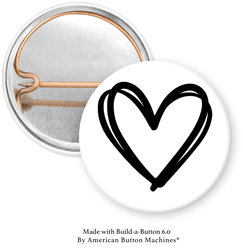 Heart with black outline Pinback - Magnets and Memories
