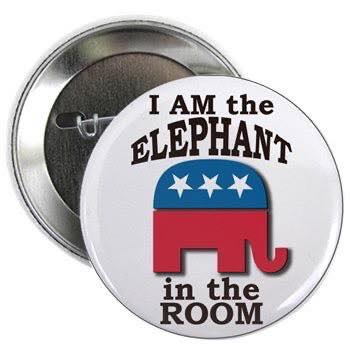 Republican “I am the Elephant in the Room” Pinback - Magnets and Memories