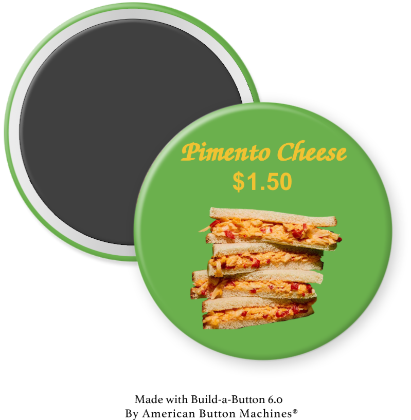 Magnets and Memories Augusta Pimento Cheese golf refrigerator magnet with colorful design and golf-themed imagery.