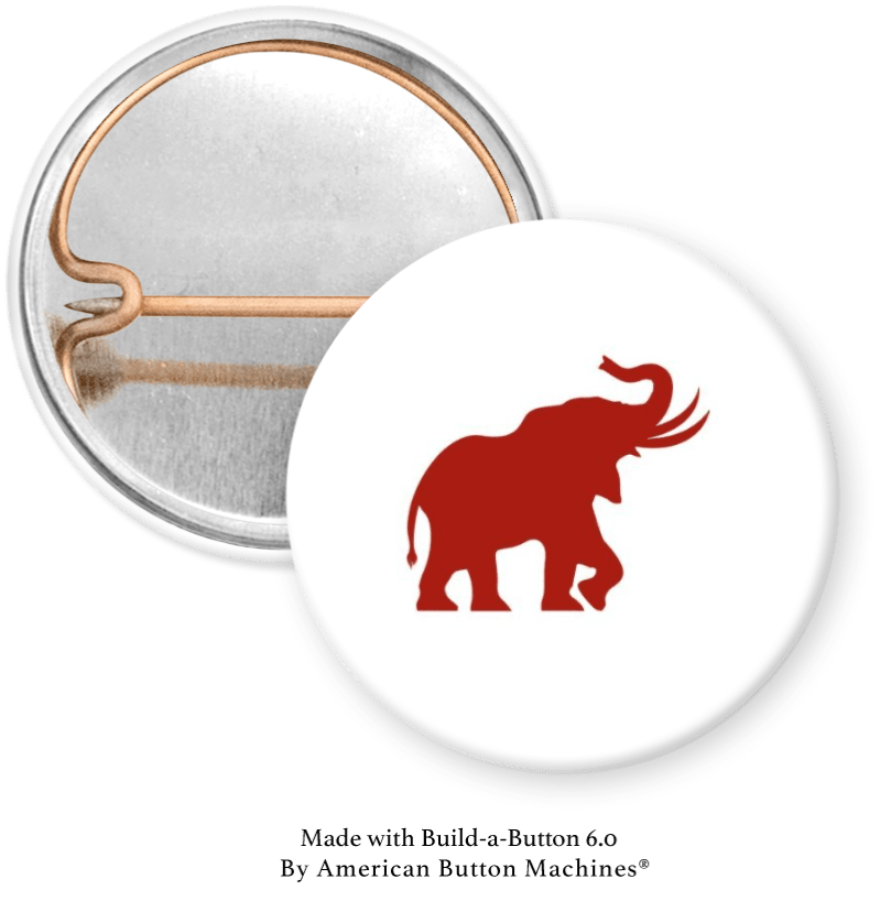 Red Elephant Pinback - Magnets and Memories