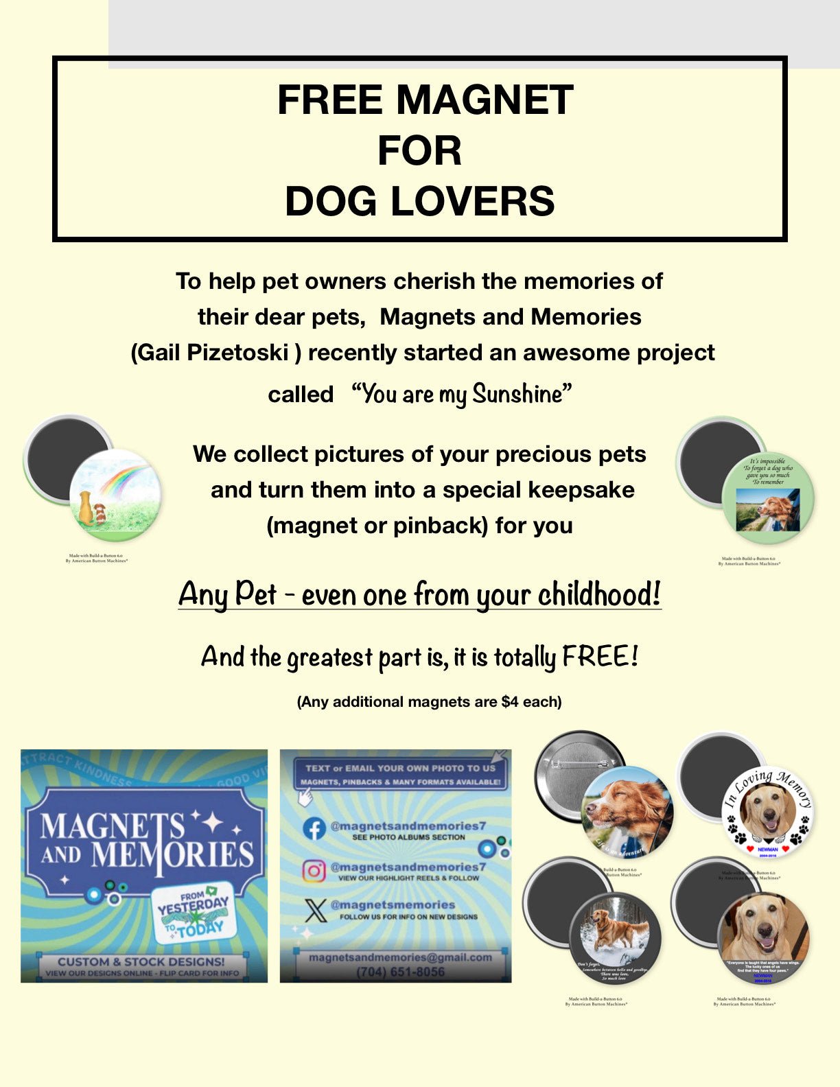 FREE MAGNET FOR PET MEMORIES Flyer - Magnets and Memories