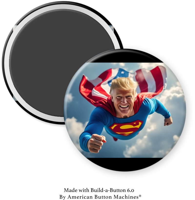 President Donald J. Trump Depicted as Superman - Magnets and Memories