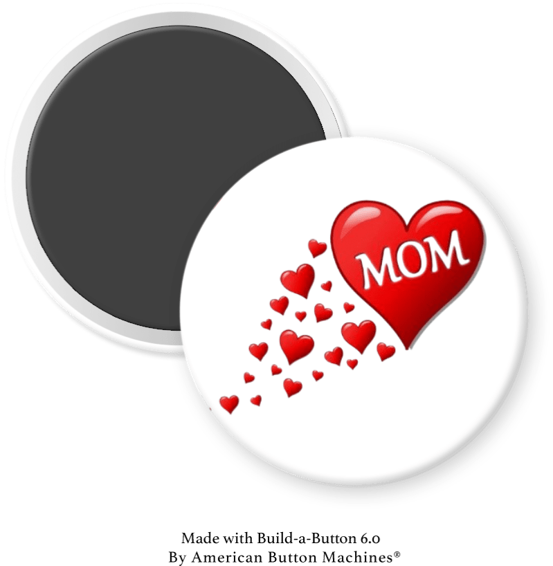 Big Red Mom Heart with Trailing Hearts - Magnets and Memories