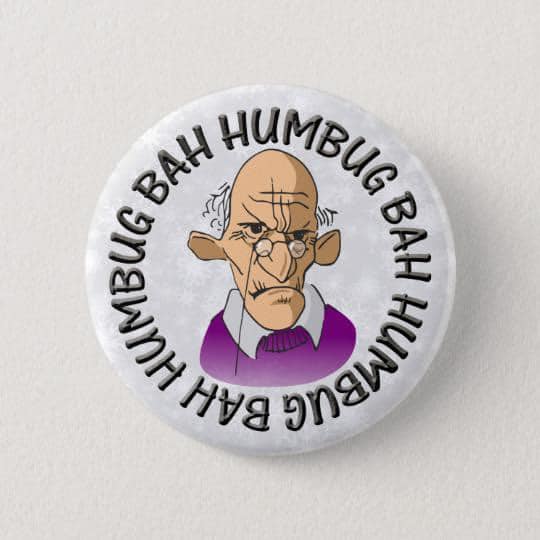 Bah Humbug With Old Man Pinback - Magnets and Memories