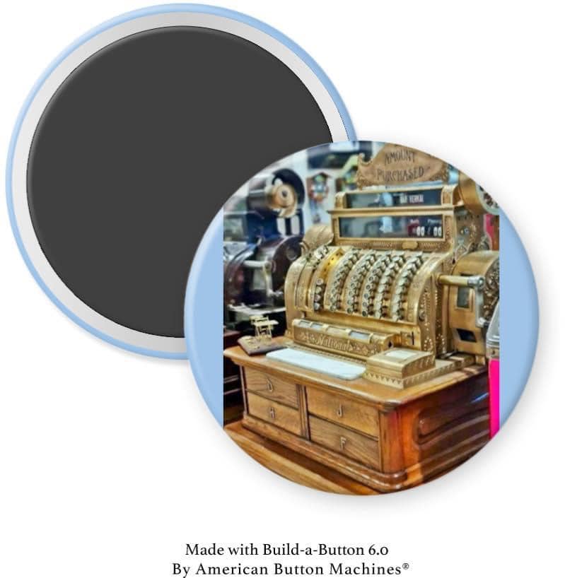 Antique Gold Cash Register Magnet - Magnets and Memories