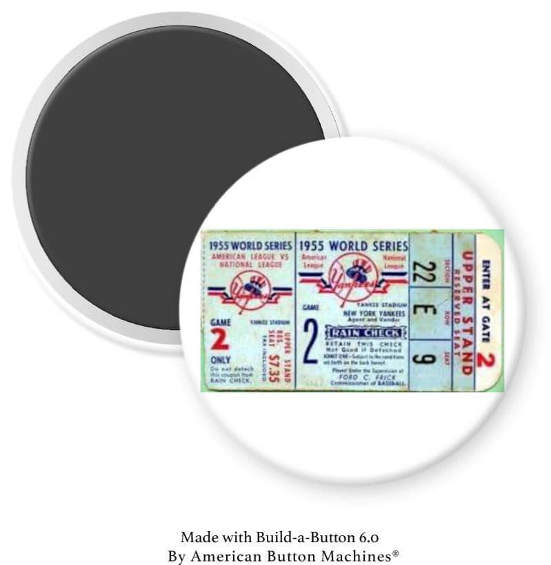 Yankees 1955 World Series Ticket Magnet - Magnets and Memories