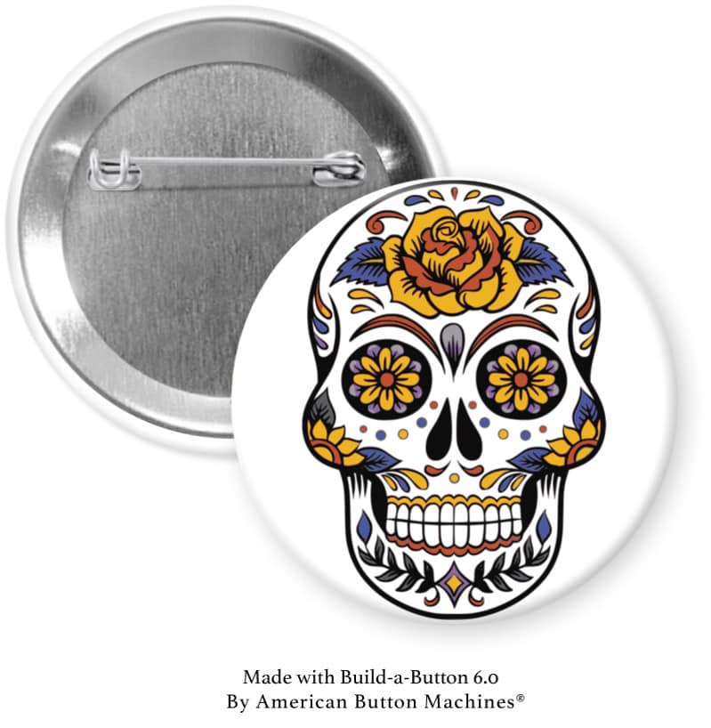 Colorful Skull Scary Pinback - Magnets and Memories