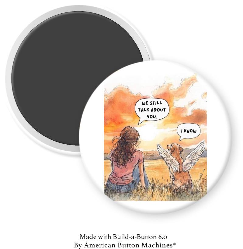 Pet Owner with Winged Dog Magnet - Magnets and Memories