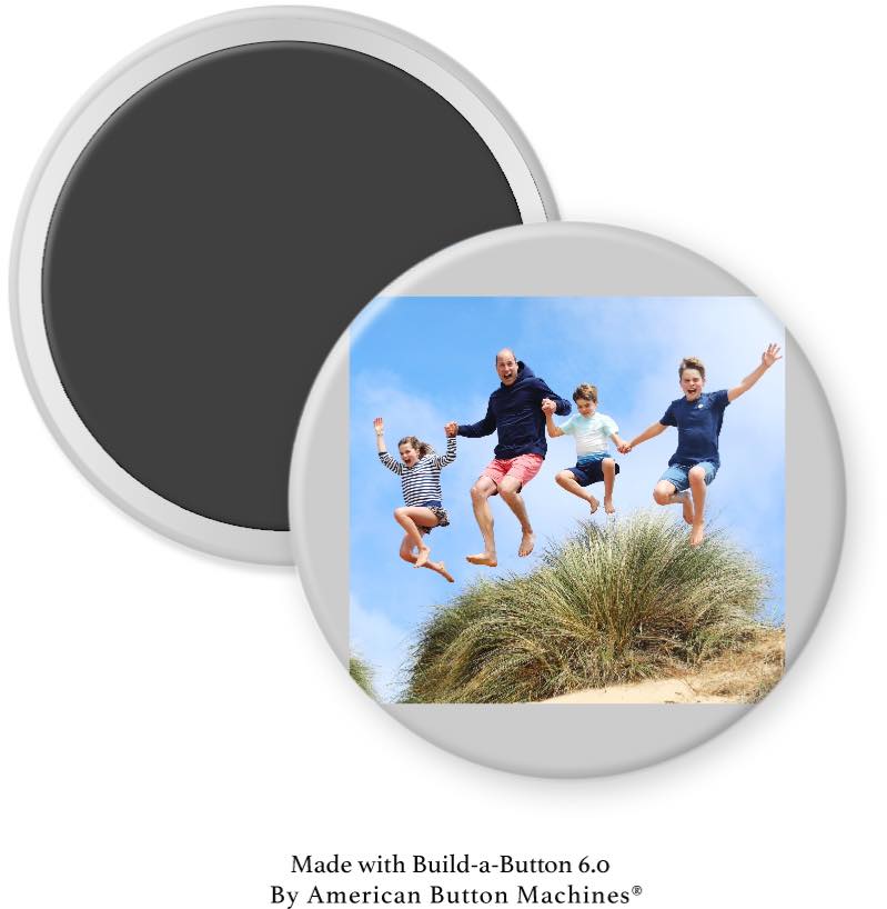 Prince William and Family Jumping at Beach Magnet - Magnets and Memories