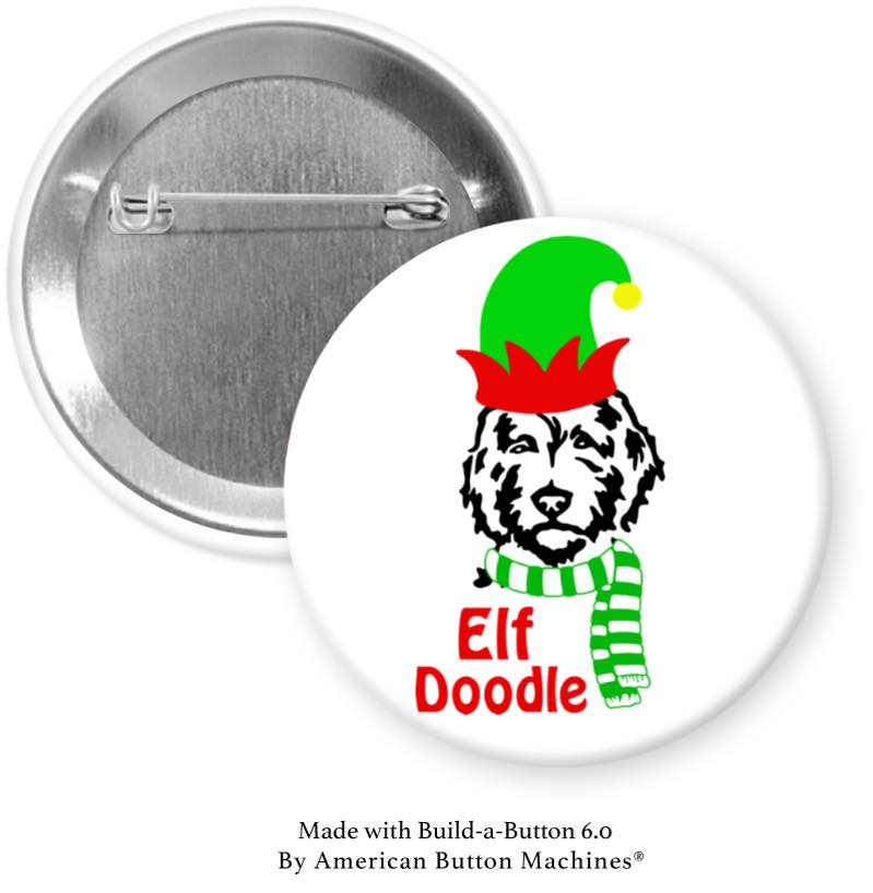 Christmas Elf Doodle Pinback - Magnets and Memories
