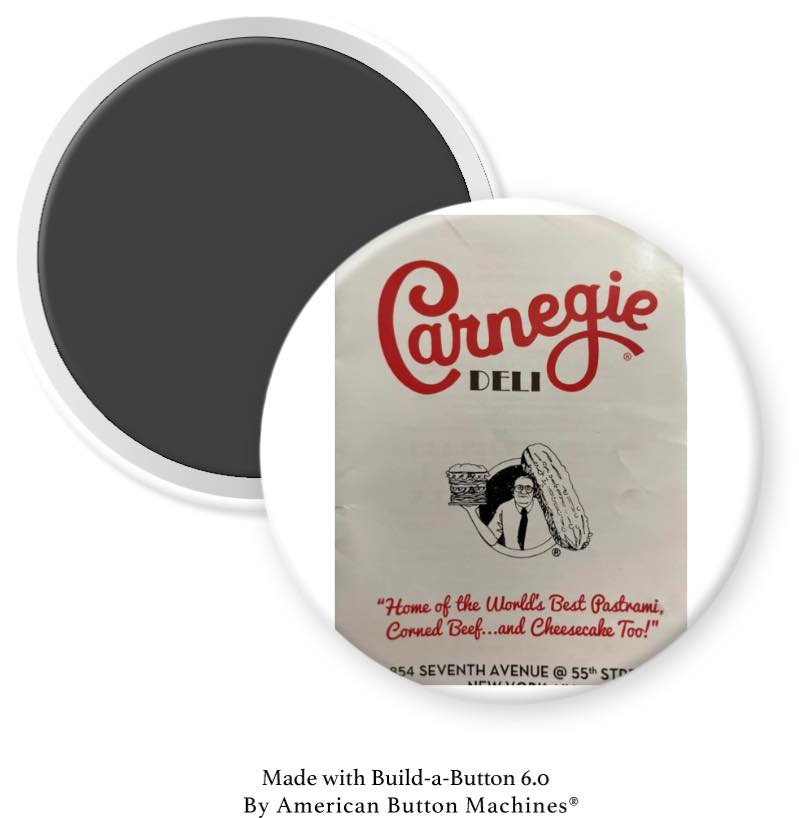 Carnegie Deli Menu Magnet - Magnets and Memories