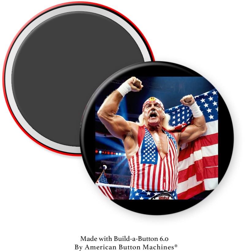 Hulk Hogan with US Flag with Arms in Air Magnet - Magnets and Memories