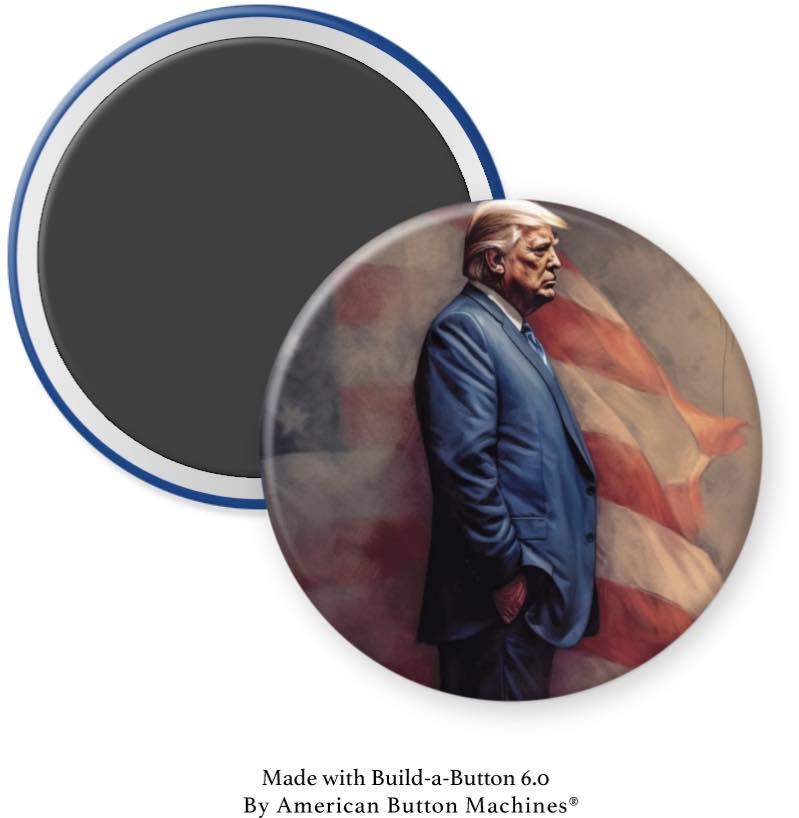 Trump Faded Side Profile with Flag Magnet - Magnets and Memories