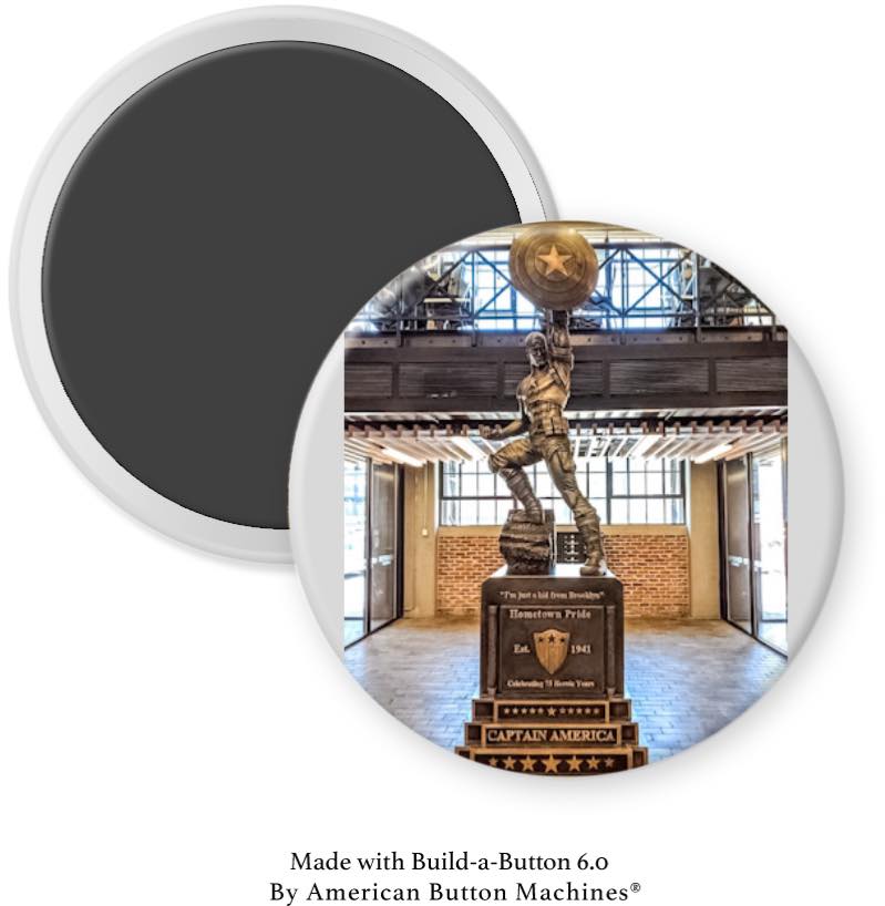 Captain America SuperHero “Just a Boy from Brooklyn” Statue Inside Magnet - Magnets and Memories
