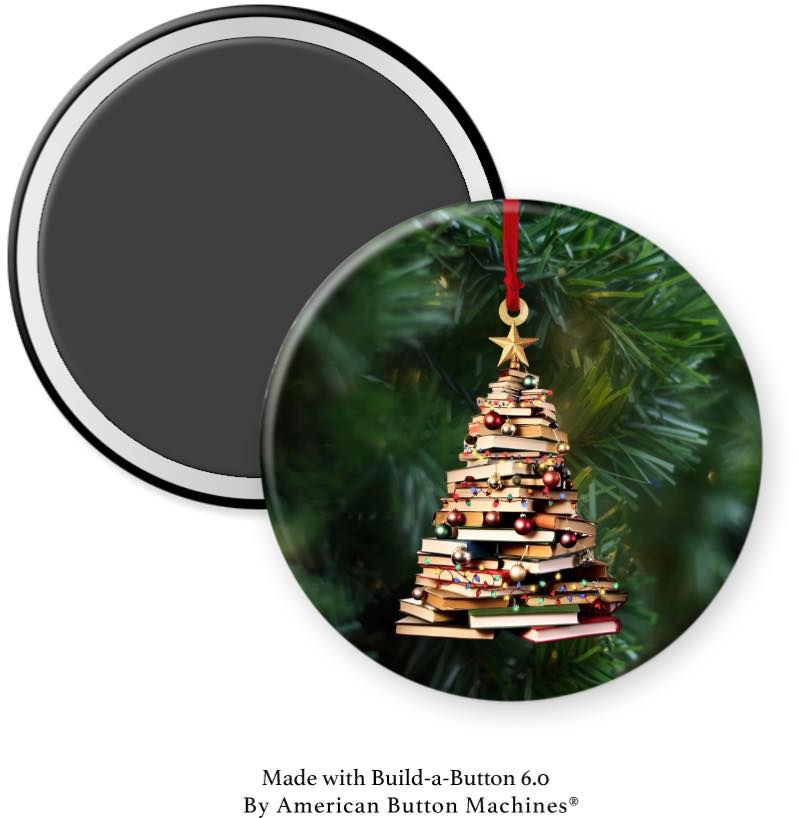 Christmas Tree Made With Books Magnet - Magnets and Memories