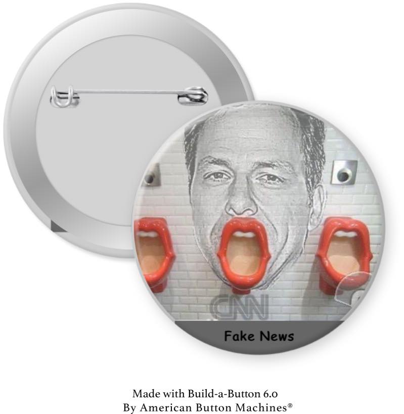 CNN Fake News with Urinals Pinback - Magnets and Memories