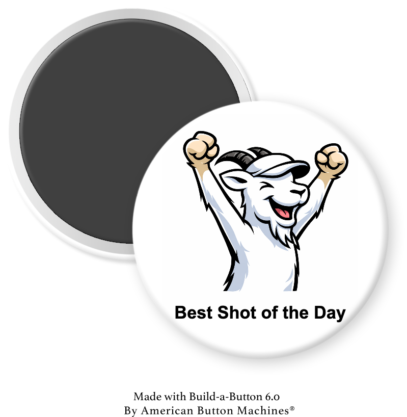 Magnets and Memories GOAT Golf magnet celebrating the best shot of the day, featuring golf-themed design and vibrant colors.