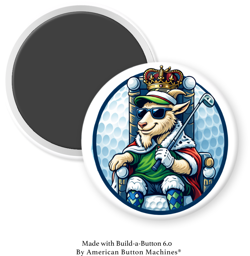 Golf Goat - GOAT Golfer as King - Magnets and Memories