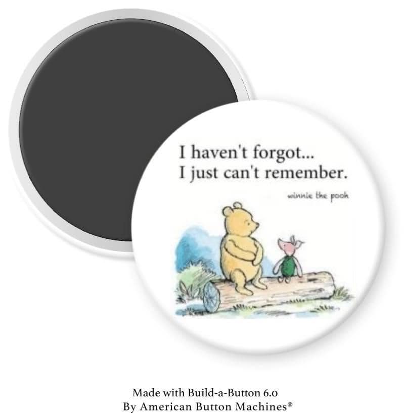I haven’t forgot, I just can’t remember Pooh Magnet - Magnets and Memories