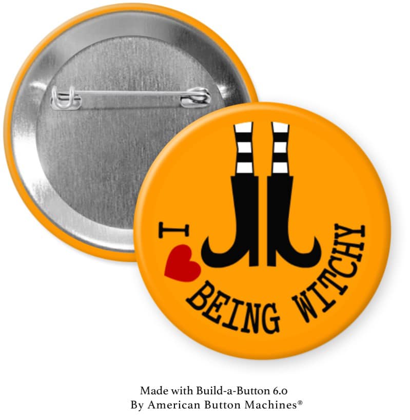 I Love Being Witchy Orange Pinback - Magnets and Memories