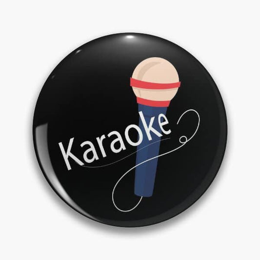 Karaoke with Colorful Mic Pinback - Magnets and Memories