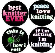 Knitting 2 Pinbacks - Magnets and Memories