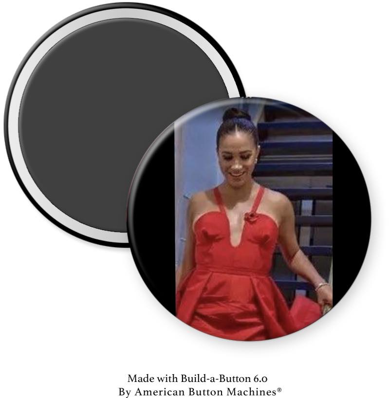 Meghan M in Red Dress with Nips on Stairs Magnet - Magnets and Memories