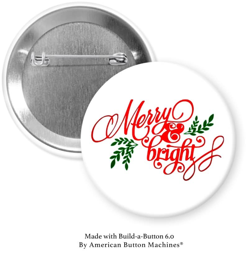 Merry & Bright Christmas Colors Pinback - Magnets and Memories