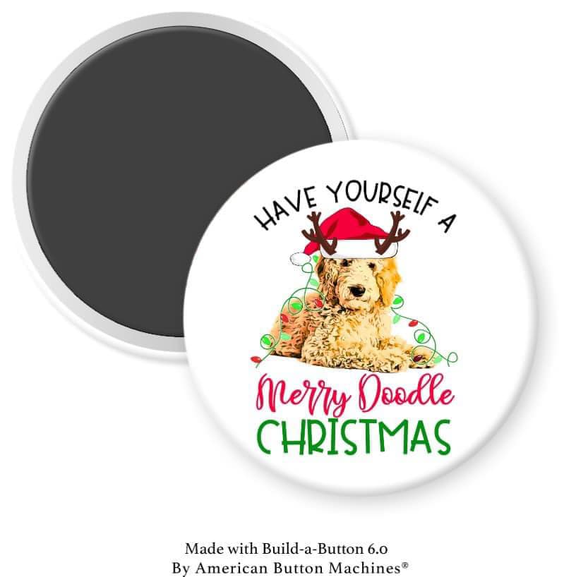 Merry Doodle Christmas Dog Magnet - Magnets and Memories