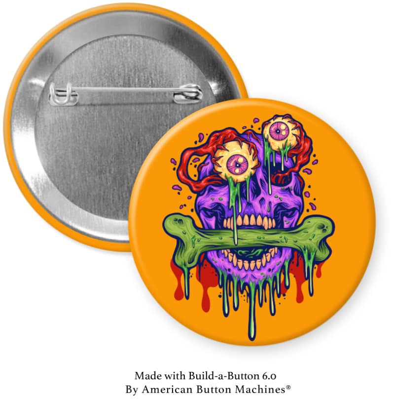 Purple Skull Pinback - Magnets and Memories