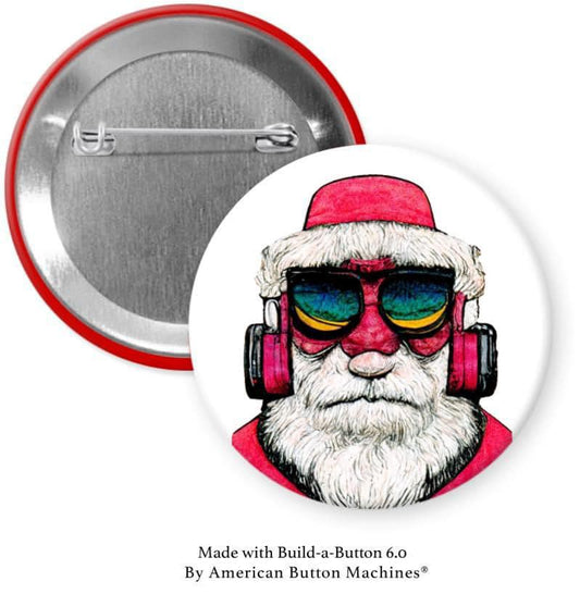 Santa Shades with Headphones Pinback - Magnets and Memories