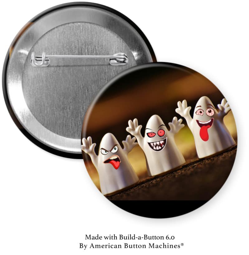 Scary Ghost Faces Pinback - Magnets and Memories