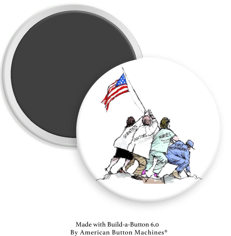 Scientists, Doctors, Nurses, First Responders with U.S. Flag Magnet - Magnets and Memories