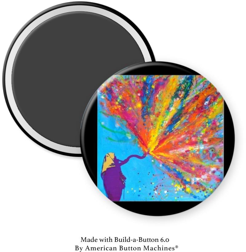 Shofar Blowing with Color Splatter Magnet - Magnets and Memories