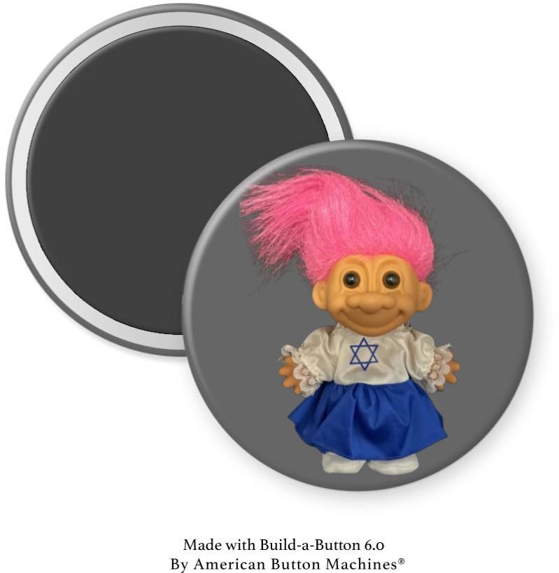Troll Doll Girl With Star of David Magnet - Magnets and Memories