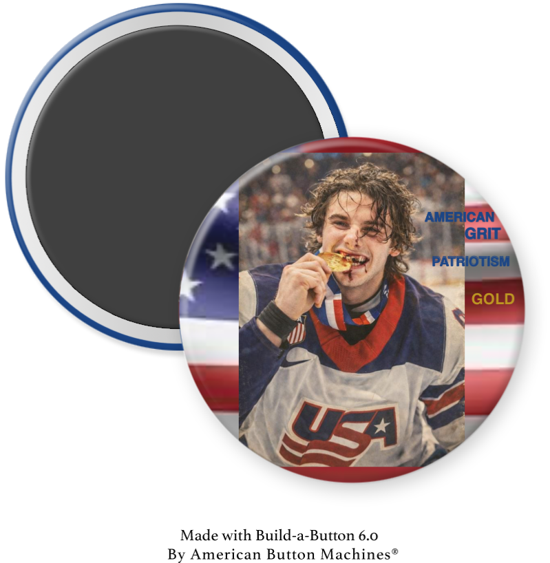 USA Olympic Hockey 2026 - Jack Hughes with Gold Medal - Magnets and Memories