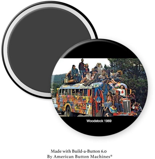 Woodstock Teens on Bus 1969 Magnet - Magnets and Memories