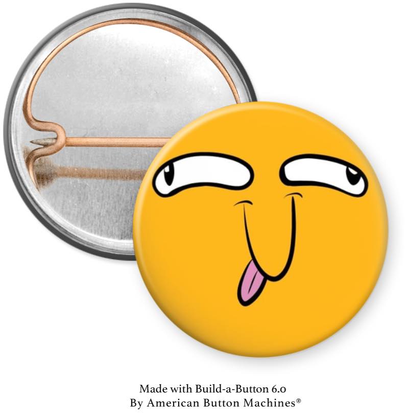 Yellow Derp Face Pinback - Magnets and Memories