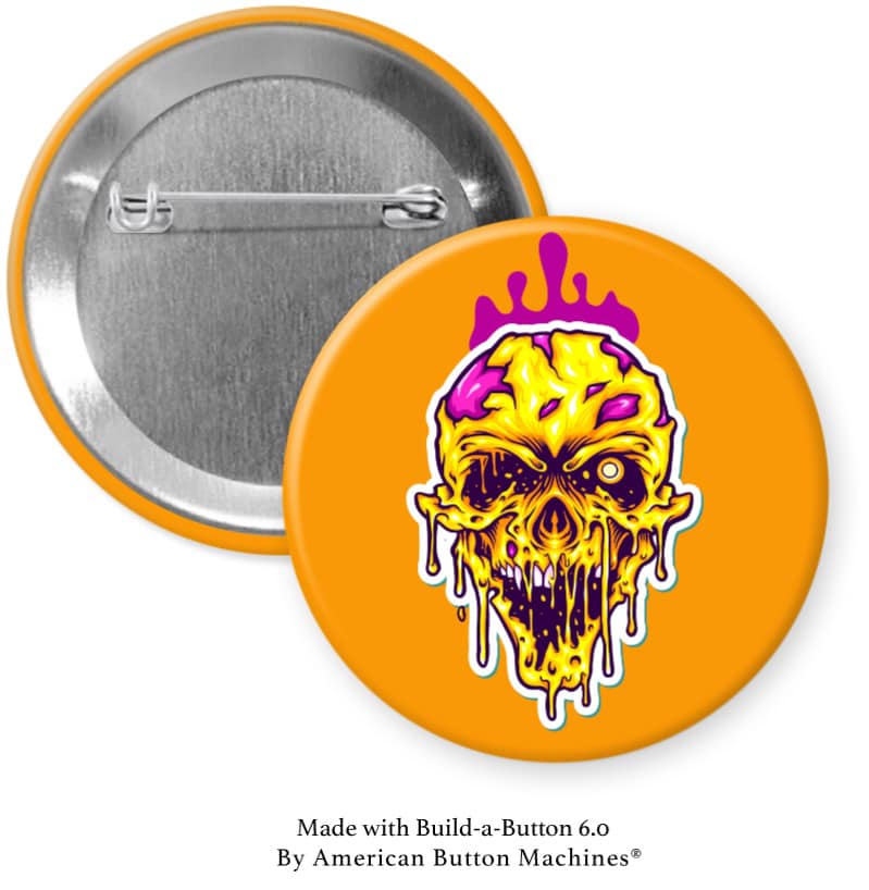 Yellow Zombie Pinback - Magnets and Memories