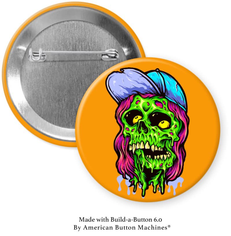 Zombie with Blue Hat Pinback - Magnets and Memories