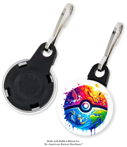 Sample zipper pulls for backpacks, jackets, and bags made of refrigerator magnets from Magnets and Memories.