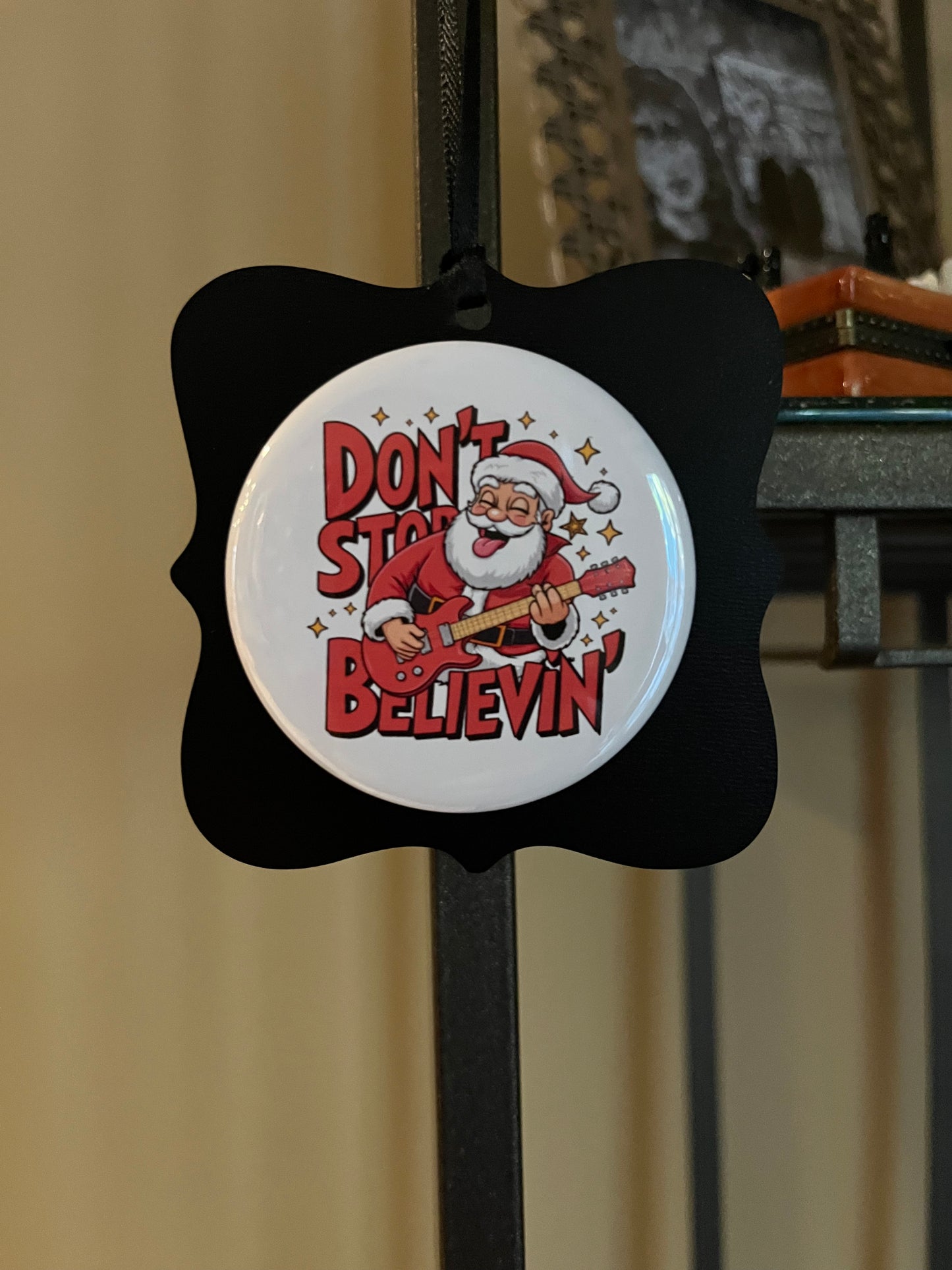 Don’t Stop Believing. Santa playing Guitar - Magnets and Memories