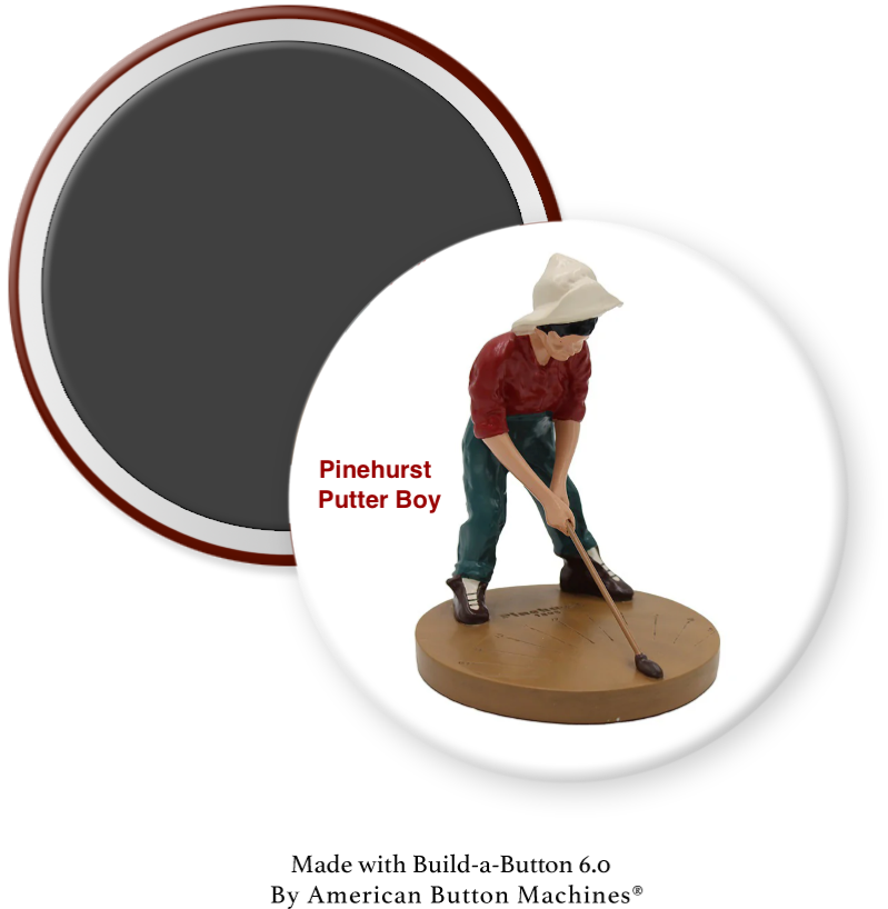 Pinehurst Putter Boy refrigerator magnet by Magnets and Memories, featuring a playful golf-themed design on a metal magnet.