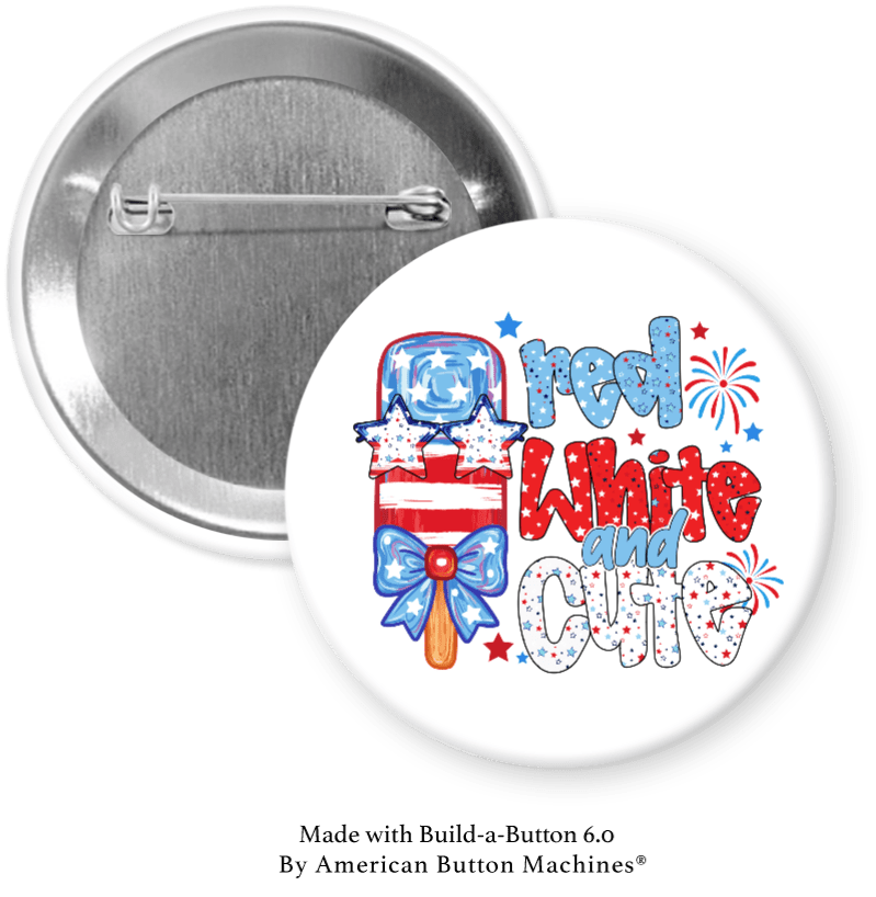 Red, white, and cute fireworks-themed refrigerator magnets by Magnets and Memories on a kitchen fridge.