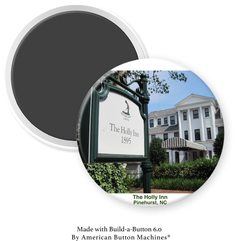 Refrigerator magnet featuring The Holly Inn in Pinehurst, from Magnets and Memories, with detailed image of the historic inn.
