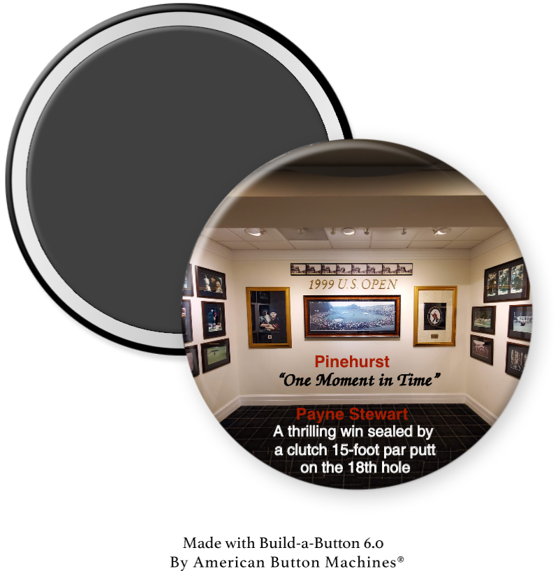 Refrigerator magnet featuring Tribute to Payne Stewart 1999 U.S. Open at Pinehurst, by Magnets and Memories.