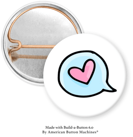 Pink Heart on blue Pinback - Magnets and Memories 