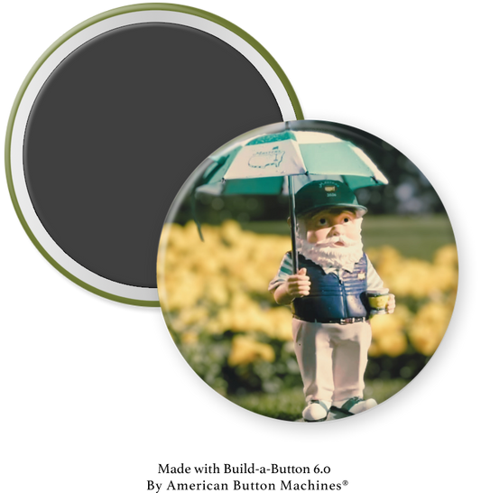 Magnets and Memories The Masters Gnome 2026 refrigerator magnet featuring a colorful gnome design for golf fans.