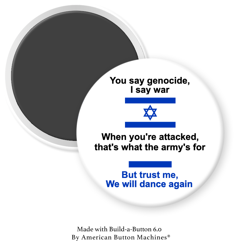Boy George Genocide vs War refrigerator magnet by Magnets and Memories featuring bold, colorful artwork on a metal magnet.