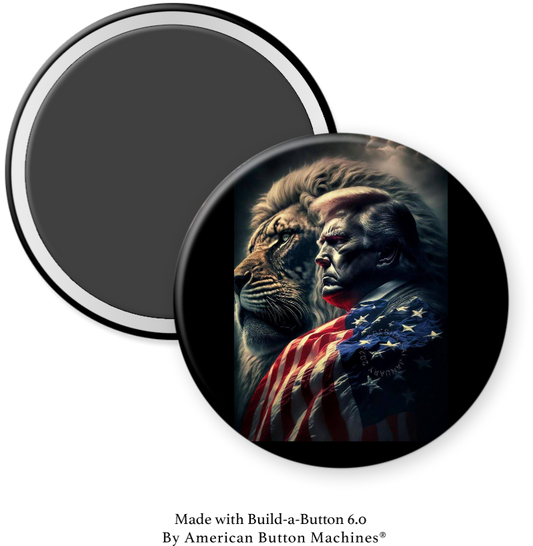 President Trump with a Lion Showing Strength - Magnets and Memories 